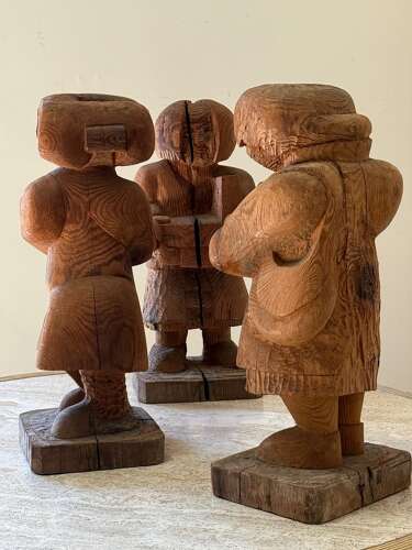 C1985 A Set of 3 Modernist Cedar Wood Sculptures Attrib Gordon Young