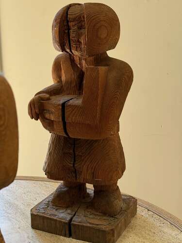 C1985 A Set of 3 Modernist Cedar Wood Sculptures Attrib Gordon Young