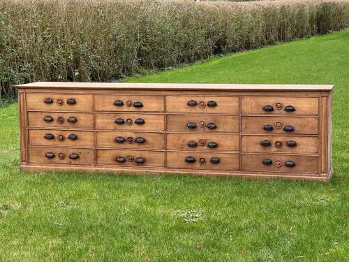 C1850 A Wonderful French Oak Bank of 16 Drawers.