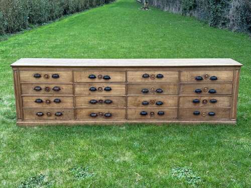 C1850 A Wonderful French Oak Bank of 16 Drawers.