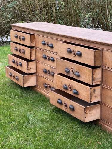 C1850 A Wonderful French Oak Bank of 16 Drawers.
