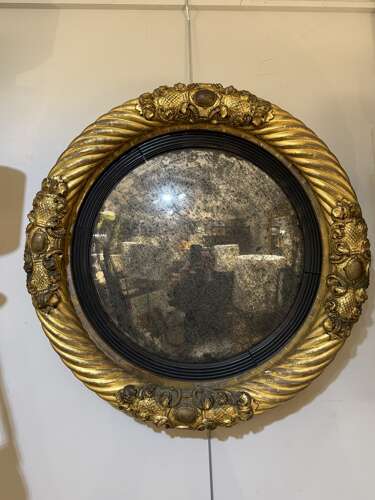 C1830 A Stylish British Regency Gilt Convex Mirror.