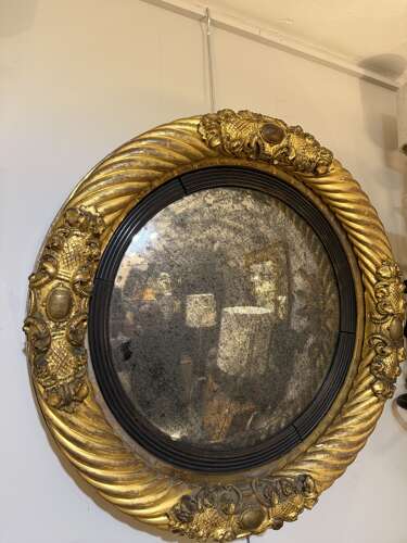 C1830 A Stylish British Regency Gilt Convex Mirror.