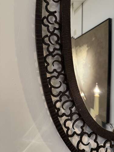 C1930 A Pair of French Girandole Oval Mirrors in the style of Edgar Brant