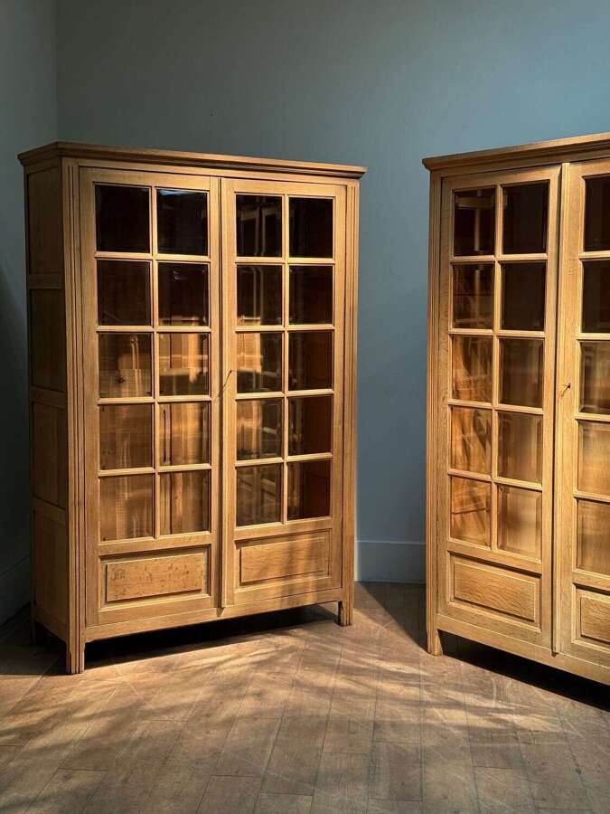 C1930 A Single English Bleached Oak 2 Door Bookcase