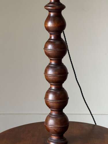 C1900 A French Bobbin Table & Floor Lamp with Custom Shade.