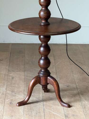 C1900 A French Bobbin Table & Floor Lamp with Custom Shade.