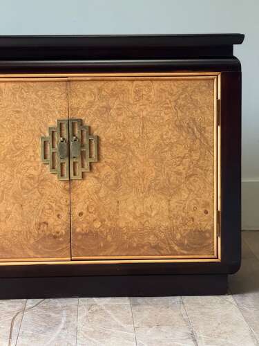 C1970 A Stylish French Burr Elm & Ebonised Enfilade or Sideboard.