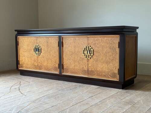 C1970 A Stylish French Burr Elm & Ebonised Enfilade or Sideboard.