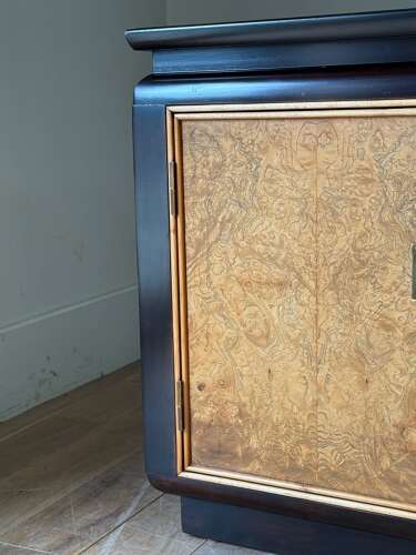 C1970 A Stylish French Burr Elm & Ebonised Enfilade or Sideboard.