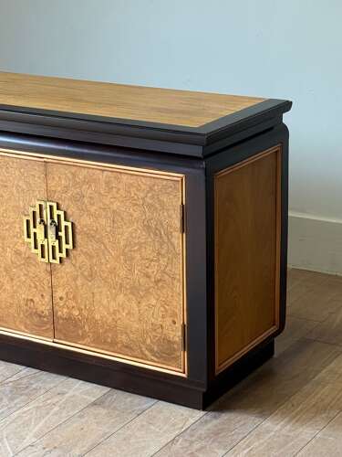 C1970 A Stylish French Burr Elm & Ebonised Enfilade or Sideboard.