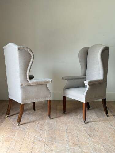 C1880 A Rare Pair of English Wing Back Armchairs