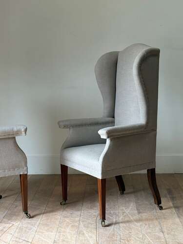 C1880 A Rare Pair of English Wing Back Armchairs