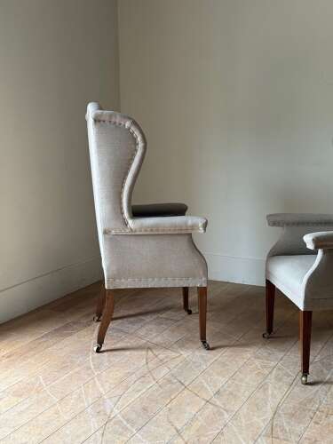 C1880 A Rare Pair of English Wing Back Armchairs