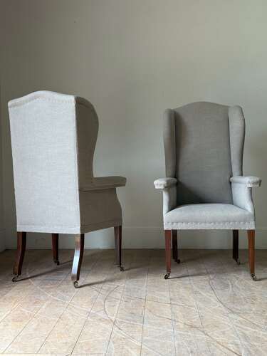 C1880 A Rare Pair of English Wing Back Armchairs
