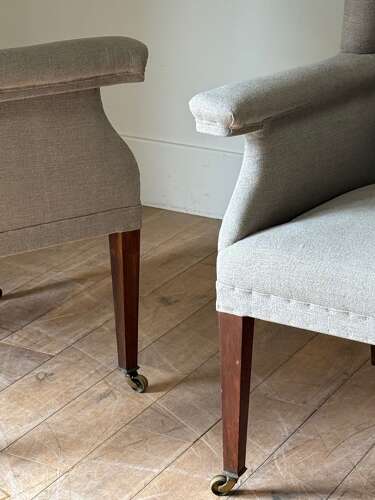C1880 A Rare Pair of English Wing Back Armchairs