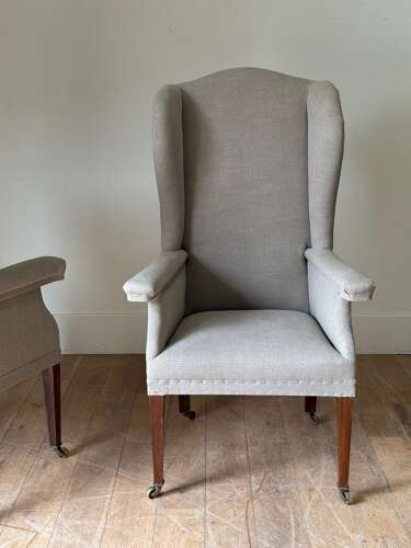 C1880 A Rare Pair of English Wing Back Armchairs