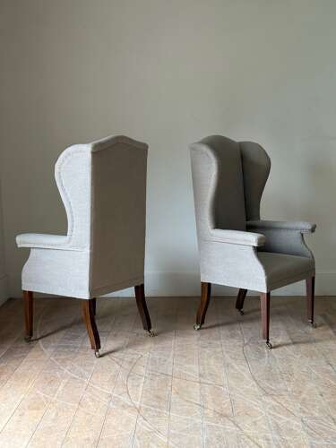 C1880 A Rare Pair of English Wing Back Armchairs