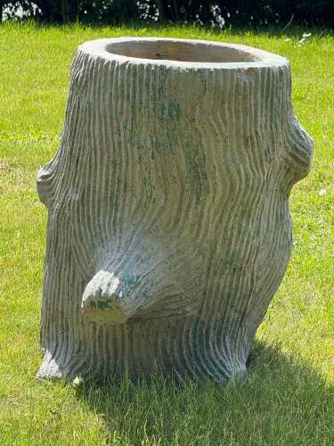 C1960 A Pair of Faux Bois Reconstituted Stone Tree Trunk Urns