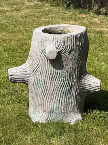 C1960 A Pair of Faux Bois Reconstituted Stone Tree Trunk Urns