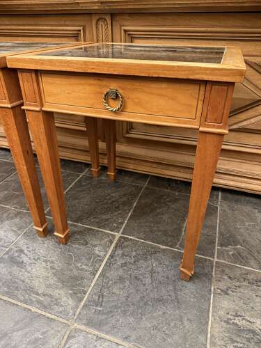 C1940 A Pair of French Walnut Mirrored Bedside Tables with Drawers