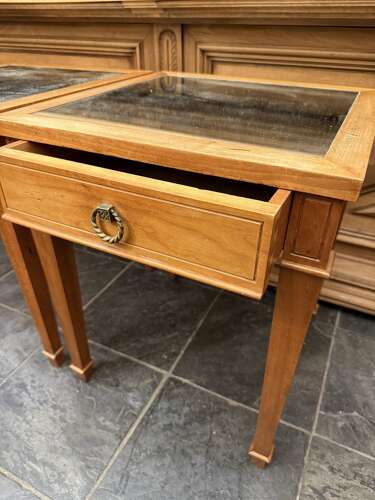 C1940 A Pair of French Walnut Mirrored Bedside Tables with Drawers