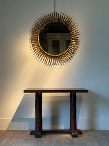C1950 A Midcentury Rustic Spanish Console in Mixed Solid Woods