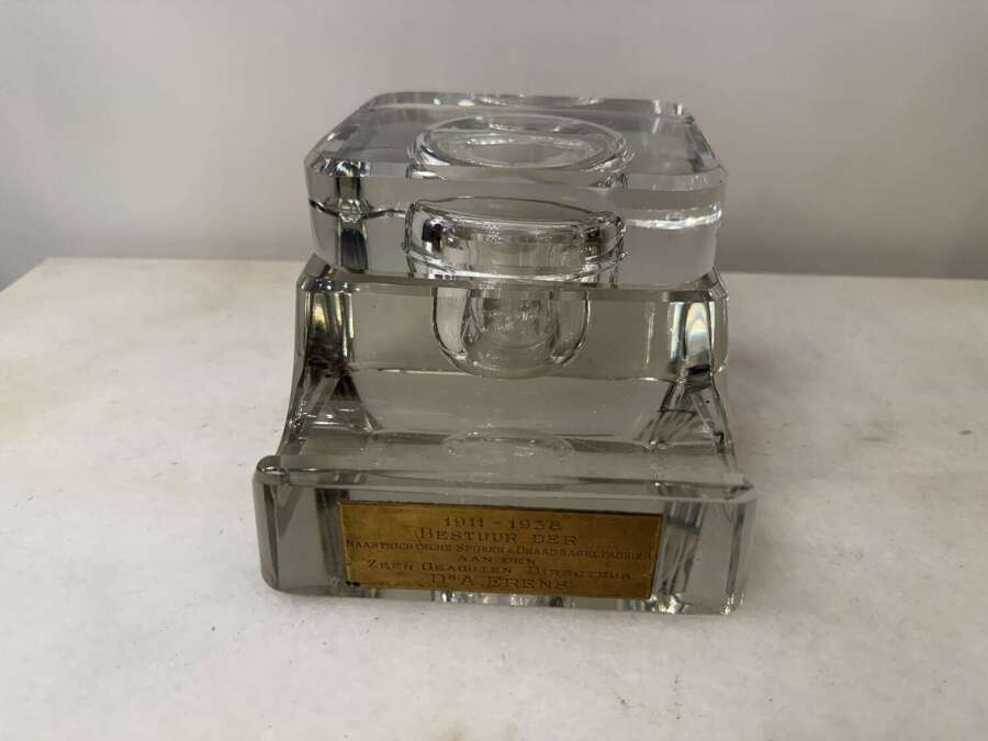 C1930s A Huge English Crystal Inkwell with Pen Tray