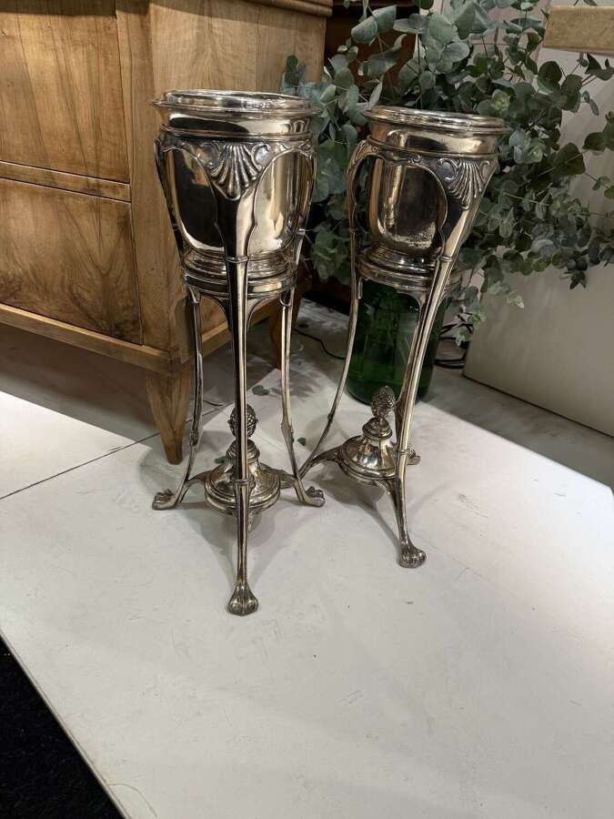 C1925 Rare Pair of Silver Plate Champagne Coolers - Kit Kat Club!