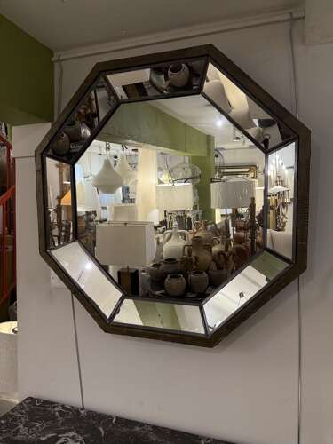 C1970 A Large Spanish Brass Clad Mirror by Rodolfo Dubarry