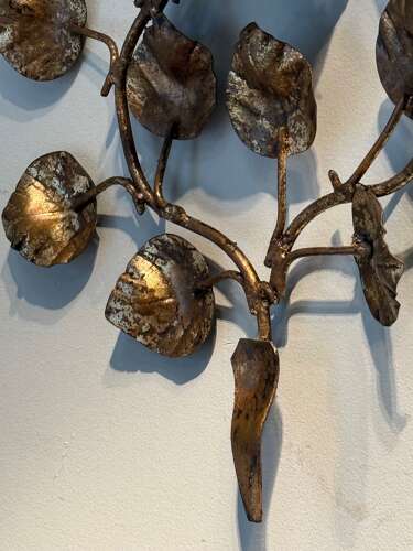C1960 A Spanish Gilt Iron Pair of Twig Wall Sconces