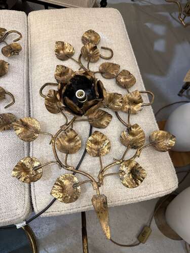 C1960 A Spanish Gilt Iron Pair of Twig Wall Sconces