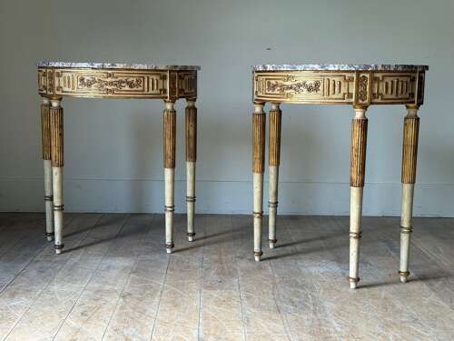 C1930 A Pair of Painted Portuguese Consoles in 18th Century Style