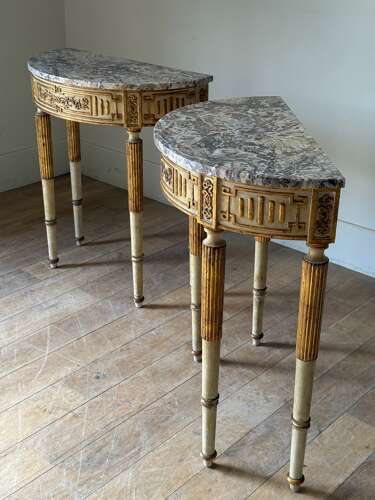 C1930 A Pair of Painted Portuguese Consoles in 18th Century Style