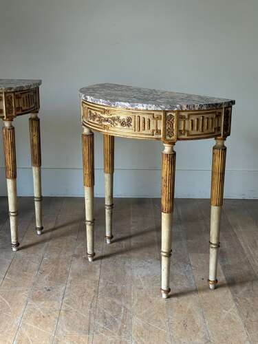 C1930 A Pair of Painted Portuguese Consoles in 18th Century Style