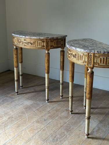 C1930 A Pair of Painted Portuguese Consoles in 18th Century Style