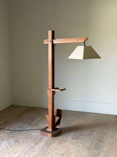C1950 A Spanish Wooden Reading Lamp / Table / Magazine Rack