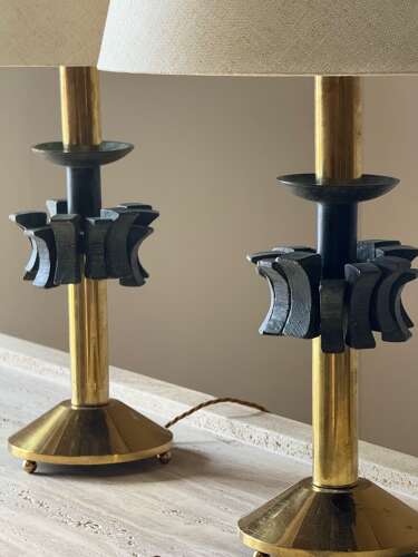 C1960 A Pair of Spanish Brass & Bronze Table Lamps
