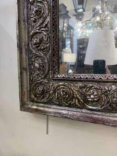 C1785 A Rare French Silvered Louis XVI Period Carved Mirror