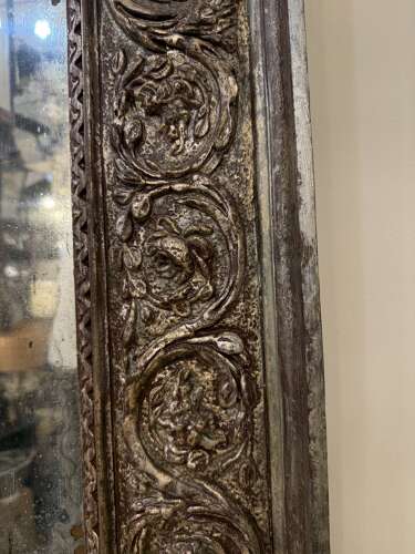 C1785 A Rare French Silvered Louis XVI Period Carved Mirror