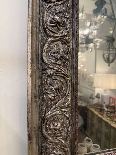 C1785 A Rare French Silvered Louis XVI Period Carved Mirror