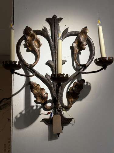 C1950 A Pair of Large French Iron Gilt Wall Sconces