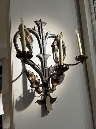 C1950 A Pair of Large French Iron Gilt Wall Sconces