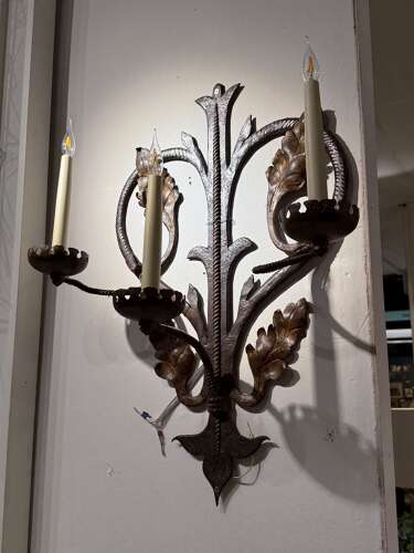 C1950 A Pair of Large French Iron Gilt Wall Sconces