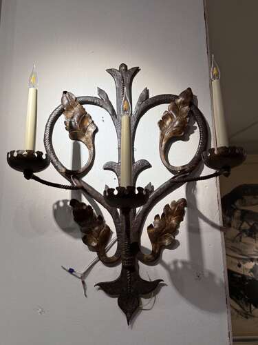 C1950 A Pair of Large French Iron Gilt Wall Sconces