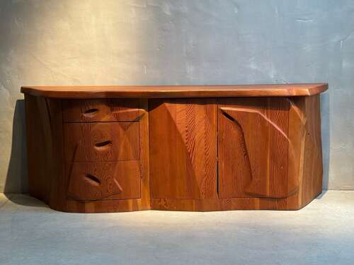 C1970s An Exceptional Sculptural Anthroposophical Pine Sideboard.