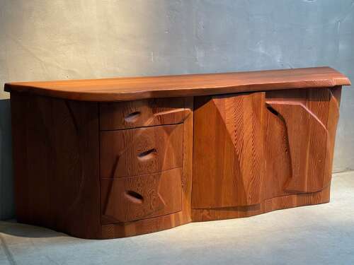C1970s An Exceptional Sculptural Anthroposophical Pine Sideboard.