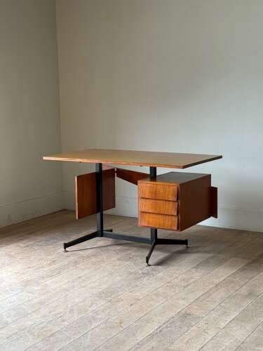 C1960 A Stylish Italian Modernist Mid Century Palisander Wood Desk