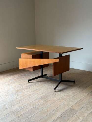 C1960 A Stylish Italian Modernist Mid Century Palisander Wood Desk