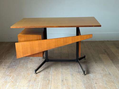 C1960 A Stylish Italian Modernist Mid Century Palisander Wood Desk